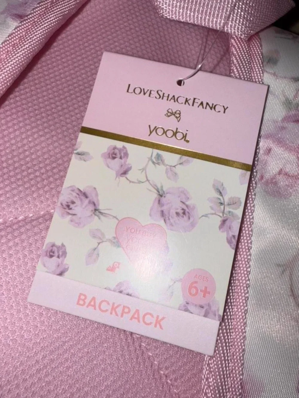 LoveShackFancy x Target - Yoobi Ribbon Rosa Backpack